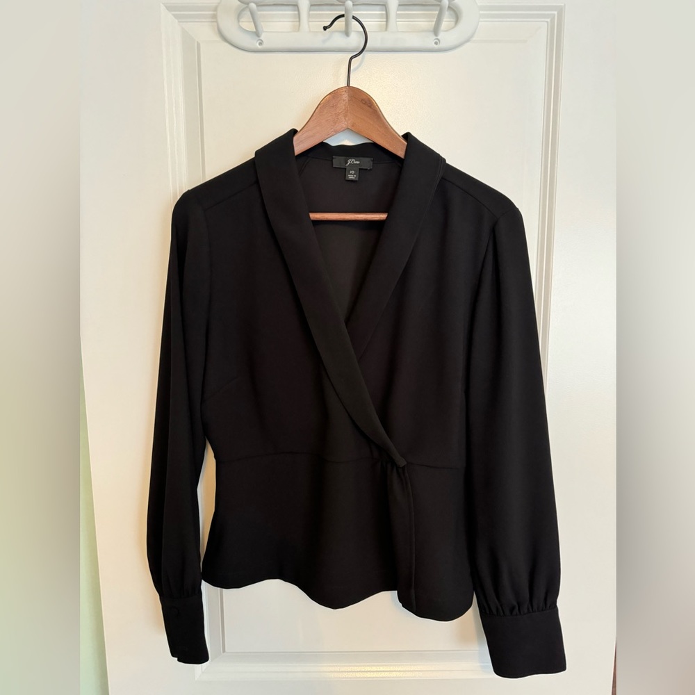 J. Crew brand new, never worn black peplum tuxedo blouse